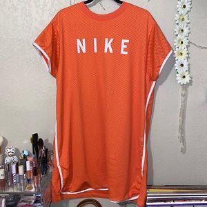 Nike neon orange netted dress